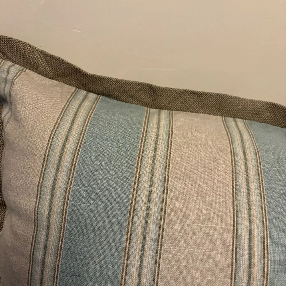 Multicolored Striped Cotton Pillow Cover Size 24x24 Farmhouse Jute Trim